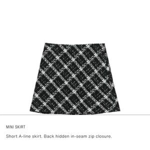 Zara Black and White Checkered Mini Skirt XS